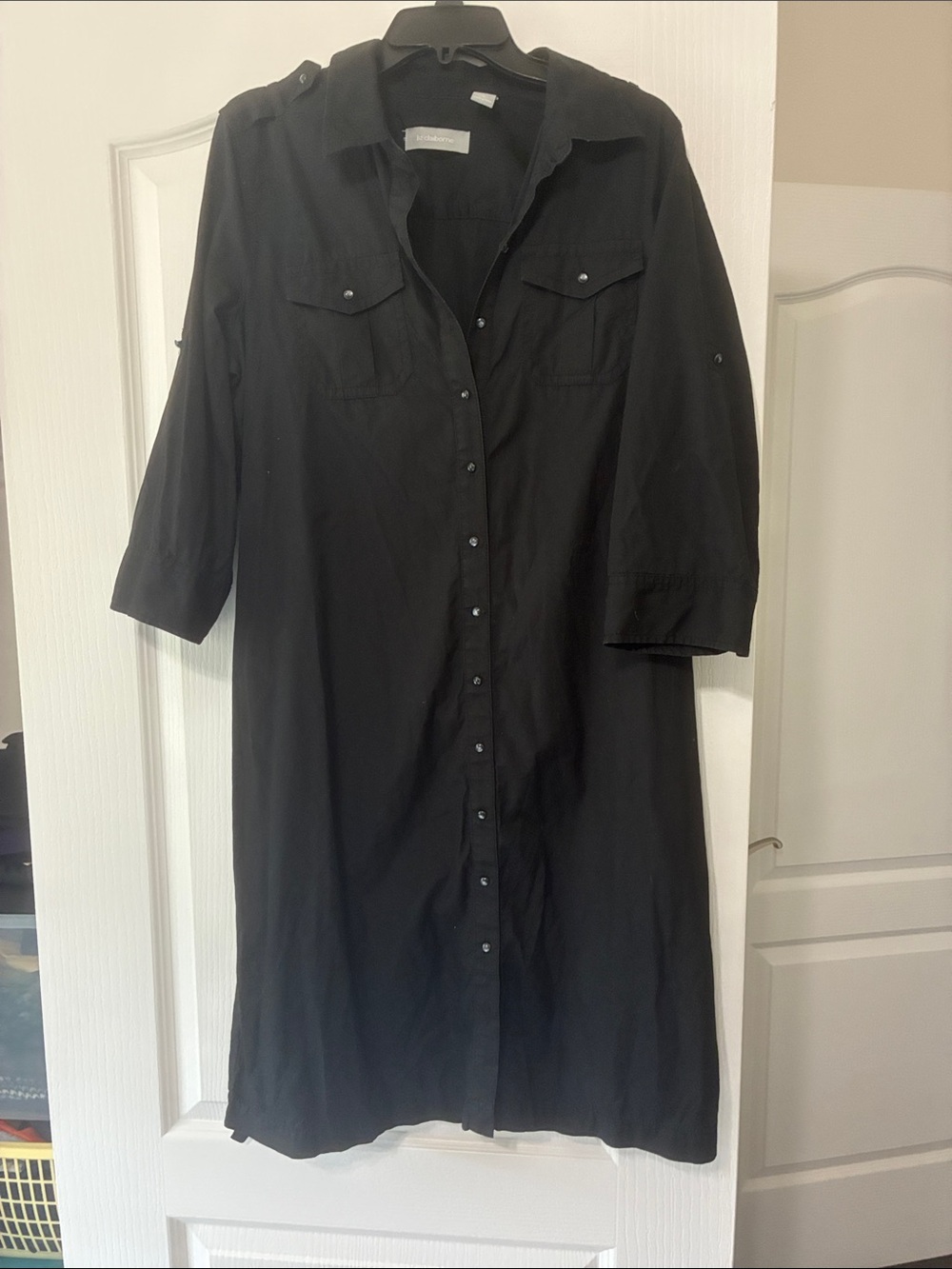 Liz Claiborne Black Button-Front Shirt Dress